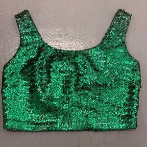 Vintage Green Sequin Women's Top